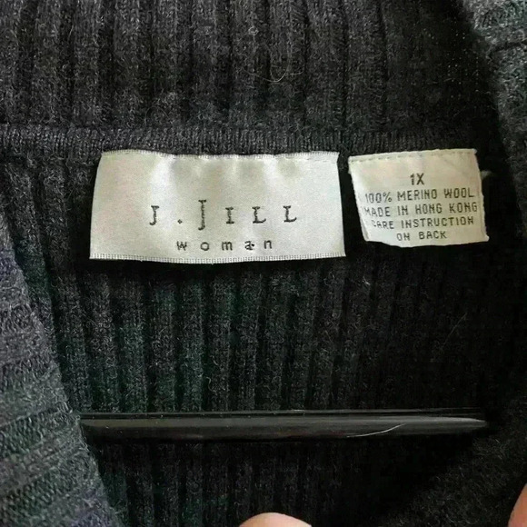 J.Jill VINTAGE 100% Merino Wool Turtleneck Short Sleeve Women’s Sweater 1X Black - Picture 3 of 5
